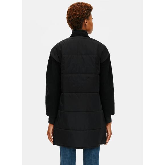 EILEEN FISHER Recycled Nylon with Boiled Wool Black Coat Size Small - Picture 3 of 11